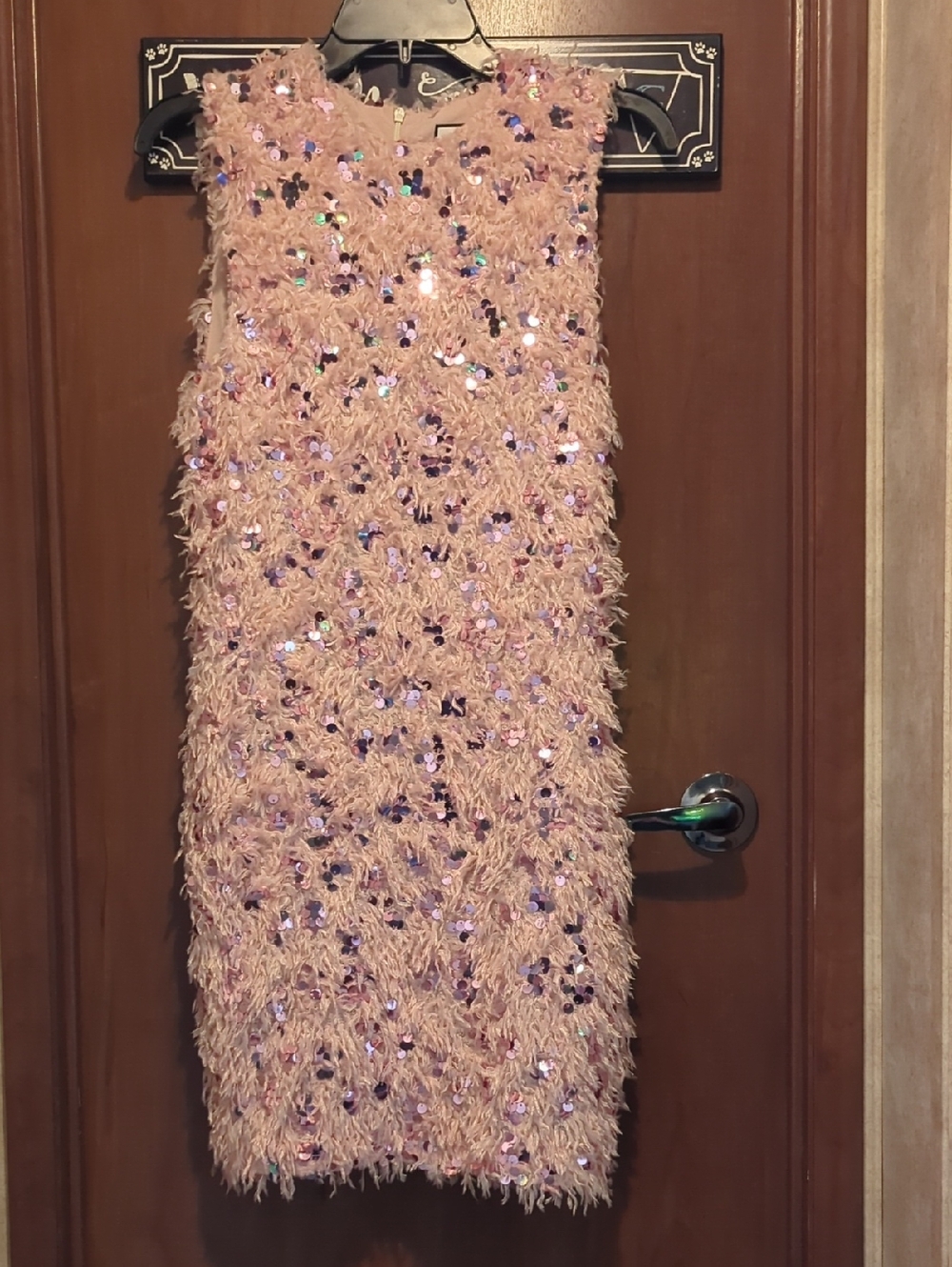 Layered With Love Pink Sequin Shag Sheath Dress